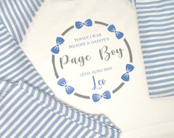 Boy's Personalised Name Blue PJs Nightwear Custom Blue & White striped Pyjama Set Top/Pants Baby Boy Sleepwear Present Love Family Clothing Boys Clothing Pyjamas & Robes Pyjamas 
