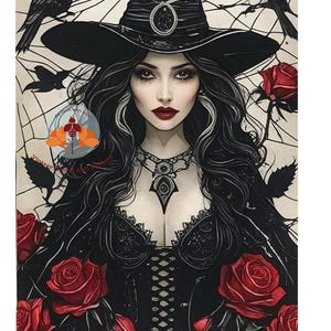 furniture craft transfers gothic pagan  witch in red & black boho style 4 designs .various sizes .available in rub on .water slide sticker