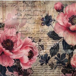 Furniture transfers rub on .waterslide .sticker, pink  flowers shabby chic vintage.4 designs to choose from ,various sizes available ,crafts
