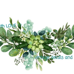 Furniture transfer rub off / on waterslide, sticker , Boho green watercolour foliage / leaves / eucalyptus/ swags choice of 4 best price