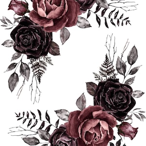 Furniture craft  transfers gothic collection,burgudy black  skull Horoscope,Boho pagan flowers waterslide vinyl sticker rub on various sizes