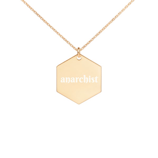 ANARCHIST Philosophy ConceptEngraved Silver Hexagon Necklace