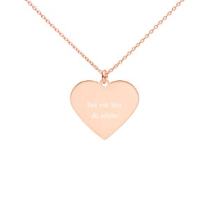 Existentialist Philosophy Valentines Day Gift &quot;Bei mir bist du schön&quot; Engraved Silver Heart Necklace