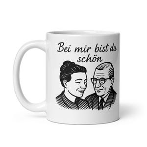 Romantic Sartre & Simone de Beauvoir Mug – “Bei mir bist du schön” Existential Romance, Philosophy Gift
