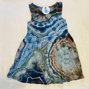 Kleinkind 5T Stormy Shores Geode Tie Dye Ärmelloses Kleid | Tank-Kleid | Upcycling