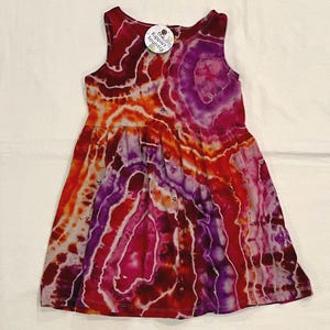 Kleinkind 5T Cherry Sunrise Geode Tie Dye Ärmelloses Kleid | Tank-Kleid | Upcycling