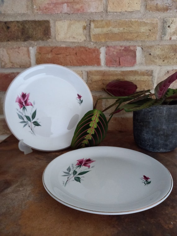 Alfred Meakin Glo White Ironstone Rose Plate x 2 (Rare)