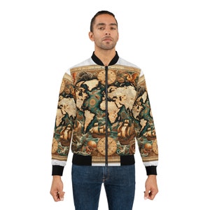 Chaqueta bomber para hombre con mapa antiguo