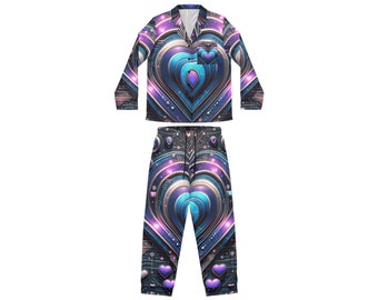Pijama de satén para mujer Digital Hearts