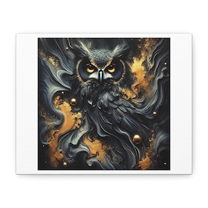 Mystical Owl Canvas Art, Wall Decor, Home Office Decor, Gift for Nature Lovers, Unique Art Piece, Owl Print
