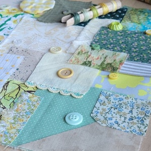 March Slow Stitch Kit - {Daffodowndilly} - Mindful Sewing, Scrap Sewing, Fabric Bundle, Spring Sewing Kit, Slow Stitch of the Month, Fabric
