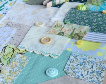 March Slow Stitch Kit - {Daffodowndilly} - Mindful Sewing, Scrap Sewing, Fabric Bundle, Spring Sewing Kit, Slow Stitch of the Month, Fabric
