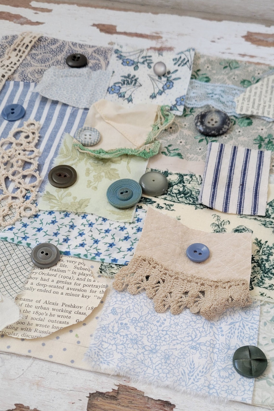 Slow Stitch Kit - {calm} - Mindful Sewing, Haberdashery, Fabric Scrap ...