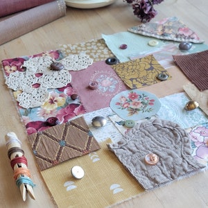 April Slow Stitch Kit - {April Showers} - Mindful Sewing, Scrap Sewing, Fabric Bundle, Spring Sewing Kit, Slow Stitch of the Month, Fabric