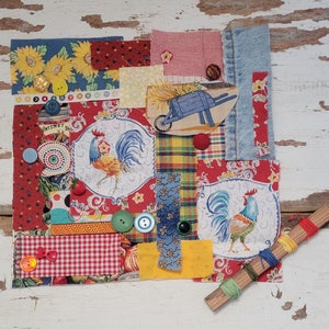 Slow Stitch Kit - {Farm} - Mindful Sewing, Visible Mending, Fabric Scrap Sewing, Fabric Bundle, Junk Journal, Sewing Kit, Fabric Scrap Pack