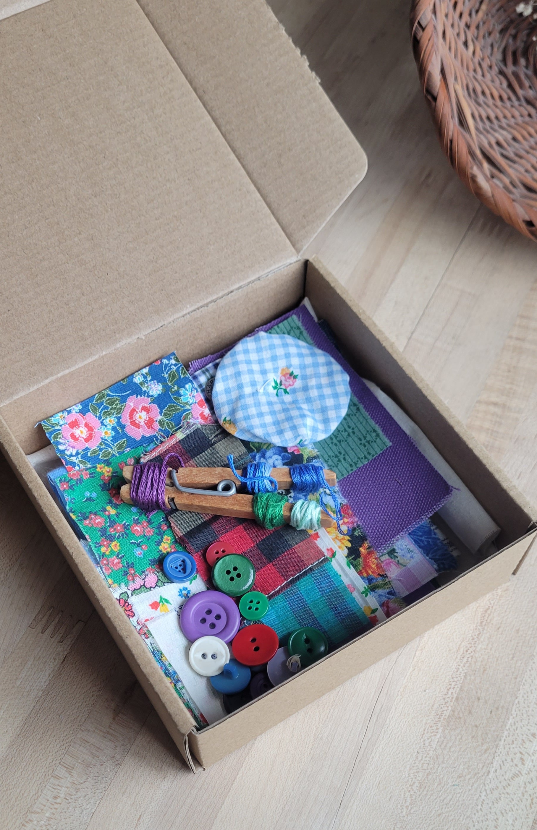 Slow Stitch Kit garden Mindful Sewing, Fabric Bundle, Slow Stitch Sewing Kit, Fabric Scrap Pack