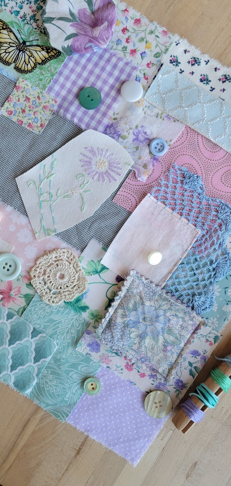 Scattered Patchwork May Slow Stitch Kit - {may Flowers} - Mindful Sewing, Scrap Sewing ...