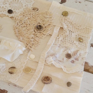 Slow Stitch Kit - {Elegant Lace} - Mindful Sewing, Haberdashery, Fabric Scrap Sewing, Fabric Bundle, Junk Journal, Sewing Kit, Fabric Pack