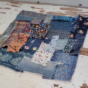 Slow Stitch Kit - {Rustic} - Mindful Sewing, Visible Mending, Fabric Scrap Sewing, Fabric Bundle, Junk Journal Sewing Kit, Fabric Scrap Pack