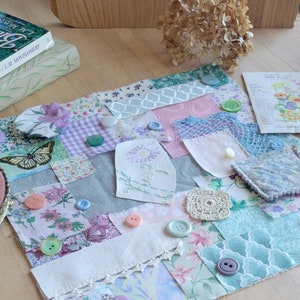 May Slow Stitch Kit - {May Flowers} - Mindful Sewing, Scrap Sewing, Fabric Bundle, Spring Sewing Kit, Slow Stitch of the Month, Fabric Kit