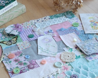 May Slow Stitch Kit - {May Flowers} - Mindful Sewing, Scrap Sewing, Fabric Bundle, Spring Sewing Kit, Slow Stitch of the Month, Fabric Kit