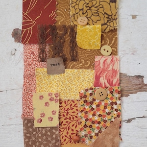 Slow Stitch Kit - {rust} - mindful naaien, fournituren, naaien van restanten, stoffenbundel, junkjournaal, stoffenpakket, doe-het-zelfcadeaus voor haar