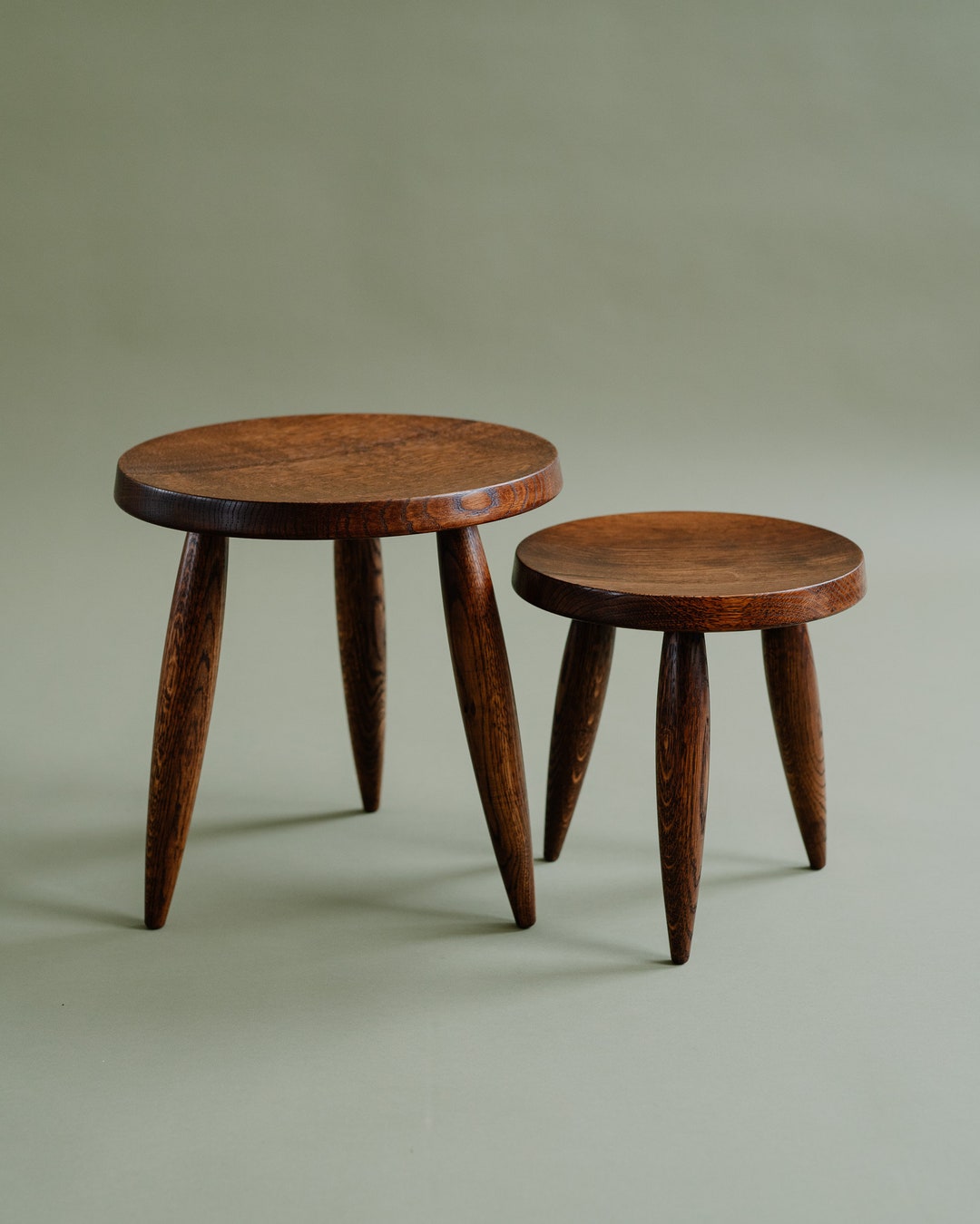 Wooden Stool Charlotte Perriand Style Reddish Brown Stool Etsy