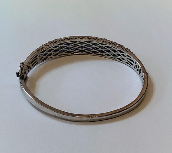 925 Sapphire Gemstone Hinged Bangle Bracelet - Sa… - image 6