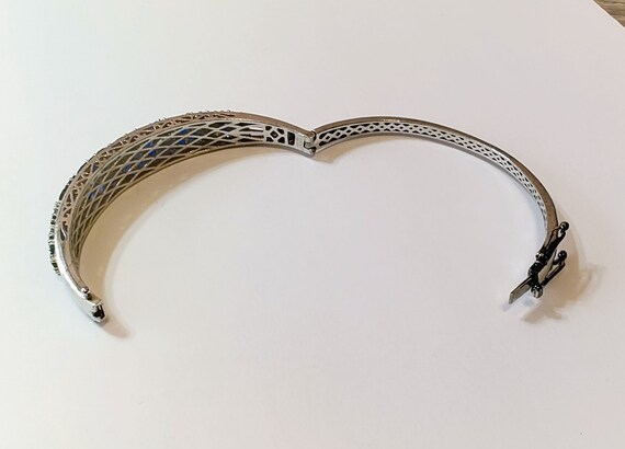 925 Sapphire Gemstone Hinged Bangle Bracelet - Sa… - image 8