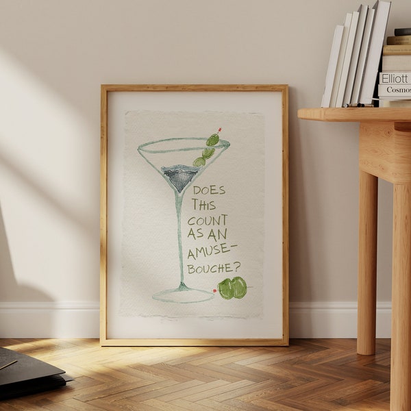 Martini Print, Bar Cart Art, Cocktail Poster, Printable Wall Art