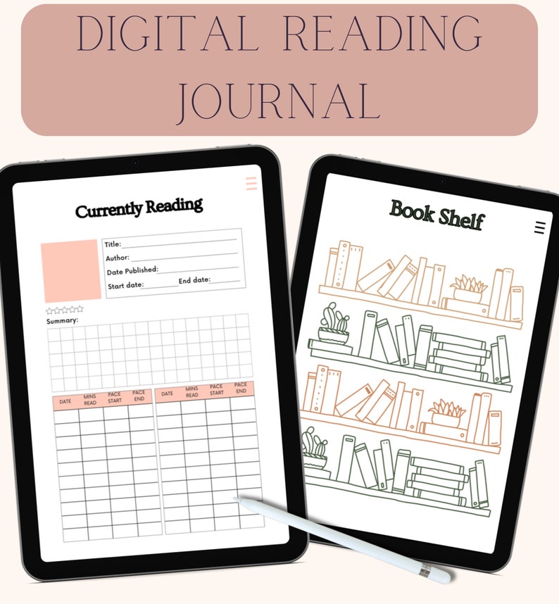 Digital Reading Journal, Reading Tracker, Reading Planner, Reading Journal PDF, Reading Log