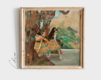 Traditional Dancers Retro Art Print | Antique Dance Posters | Mid Century Ballerina Artwork | Vintage Digital Printables | Vibrant Paintings