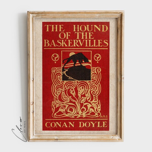 Hound of the Baskervilles Book Cover Art Print | Bookish Gift for Book Lovers and Bookworm | Vintage Digital Printable | Classic Book Lover