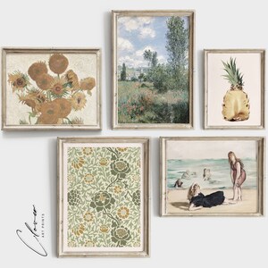 Vintage sommartryck - Tavelväggsset med målningar | Utskrivbar somrig konst | Strandvibbar-kollektion