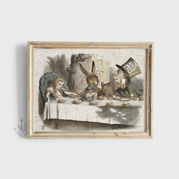 Alice in Wonderland Illustration  for Nursery | Book Art Print for Kids Room Wall Decor | Vintage Printable for Library Interior Design
