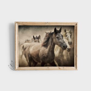 Vintage Horses Art Print | High Quality Digital Printable | Farmhouse Decor | Antique Artwork | Animal Wall Hanging | Warm Tone Painting