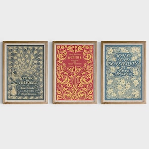 Jane Austen Buch Cover Art Print Bundle | Bücherwurm Geschenk für Buchliebhaber | Vintage Digital Druckbare | Klassische Buchliebhaber Kunst