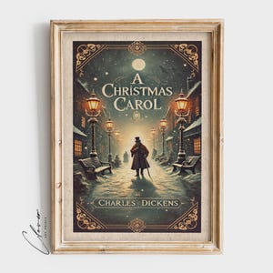 Ein Weihnachtslied Buch Kunstdruck | Vintage Weihnachtswanddekor für Bücherliebhaber | Bücherwurm Prints für Bücherwurm | Ein Klassiker aus dem Weihnachtsfilm