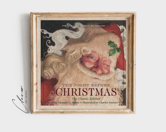 Vintage Santa Claus Wall Art | The Night Before Christmas Print | Classic Holiday Book Cover | Cozy Christmas Decor | Unique Christmas Print