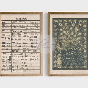 Lot de 2 cartes de bibliothèque vintage imprimées | Couverture du livre Orgues et préjugés imprimable | Impression d'art numérique de livres rétro | Décoration murale ancienne pour bibliothèque