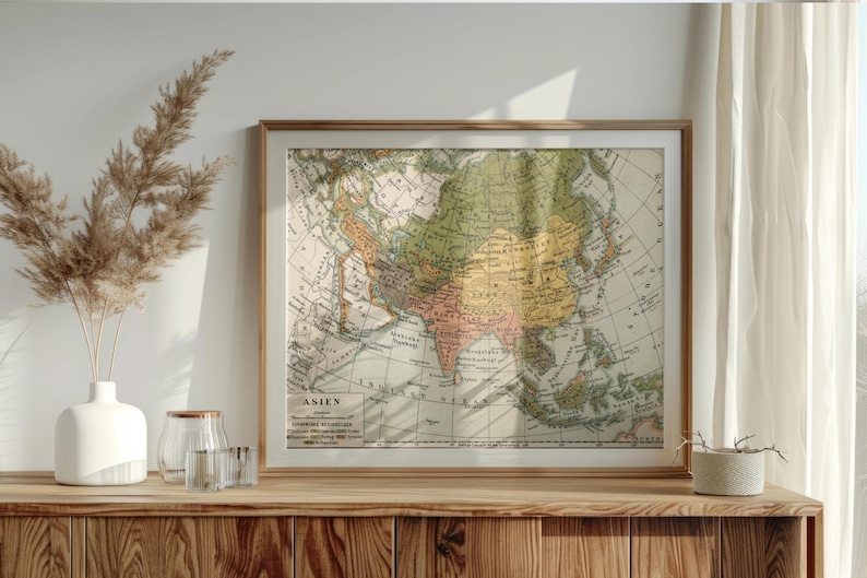 Vintage Map of Asia Art Print - Antique Historical Atlas Decor - Old ...