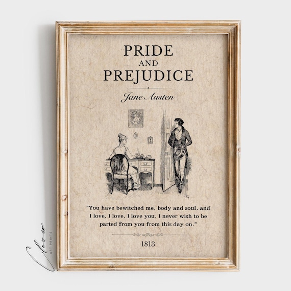 Pride and Prejudice Vintage Print | Romantic Book Lover Valentines Day Gift for Bookworms | Bookish Gift for her | Jane Austen Print