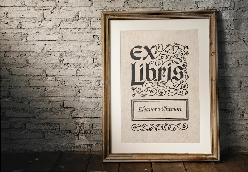 Custom Ex Libris Printable | Antique Digital Bookplate Print for ...