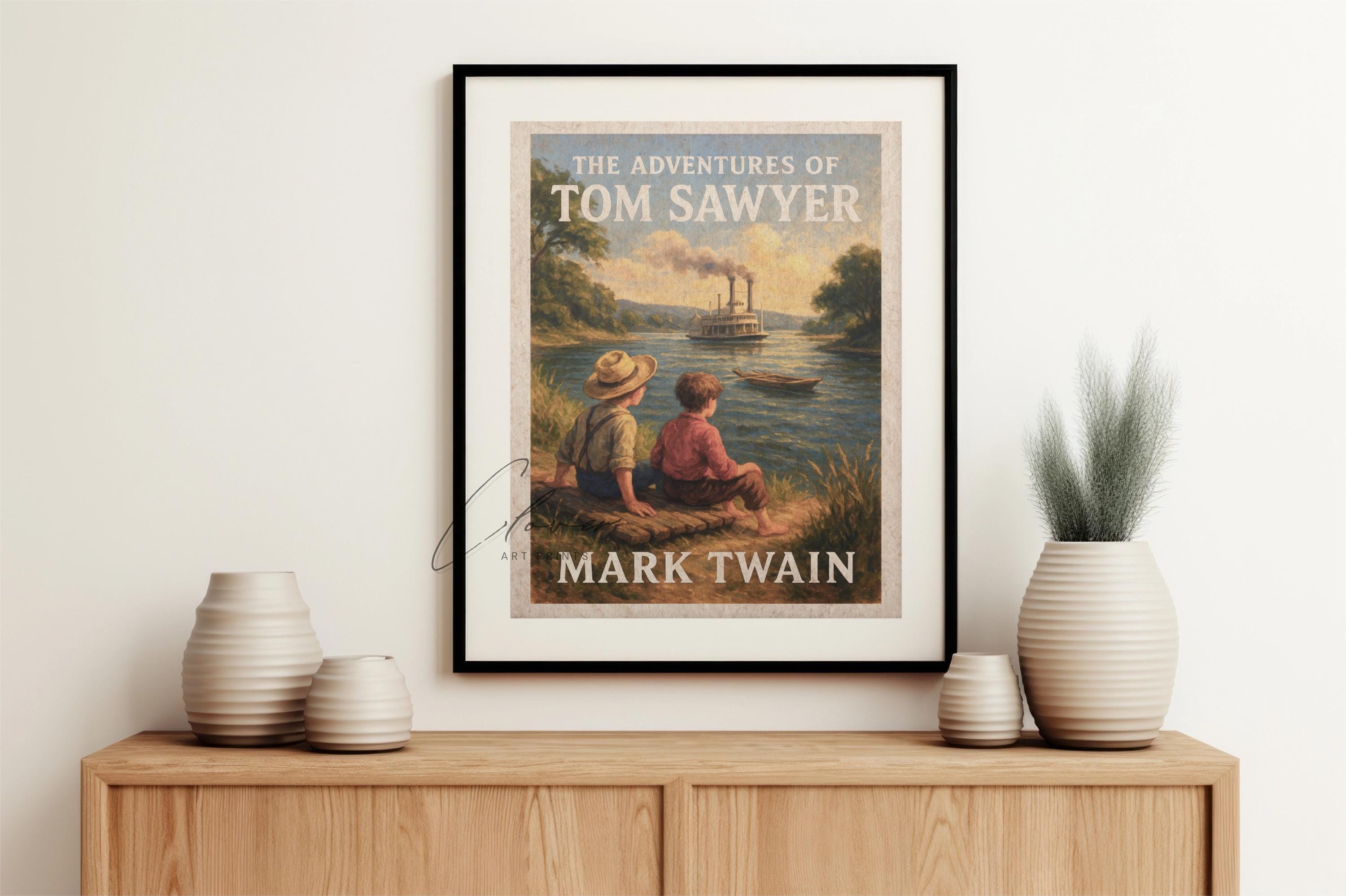 The Adventures of Tom Sawyer Vintage Book Cover Print | Mark Twain ...
