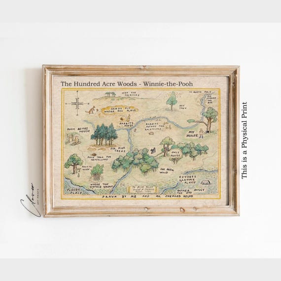 Hundred Acre Woods Map PHYSICAL Poster | Vintage Winnie the Pooh Artwork | Classic Storybook Nursery Decor | Literary Wall Art | Book Prints
