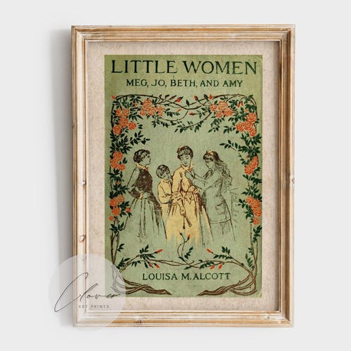 Illustration de la couverture du livre « Les Quatre Filles du Docteur March » | Cadeau idéal pour les amoureux des livres | Impression numérique vintage | Illustration classique pour les passionnés de littérature