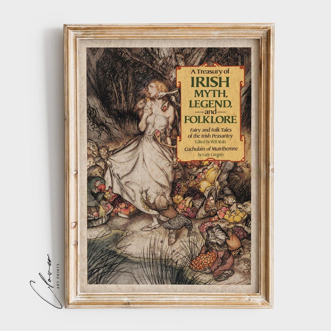 Irish Myth, Legend and Folklore Book Art Print | Vintage Folktale Art for Library Wall Decor | Antique Fairy Tales Print for Fantasy Readers - Etsy UK