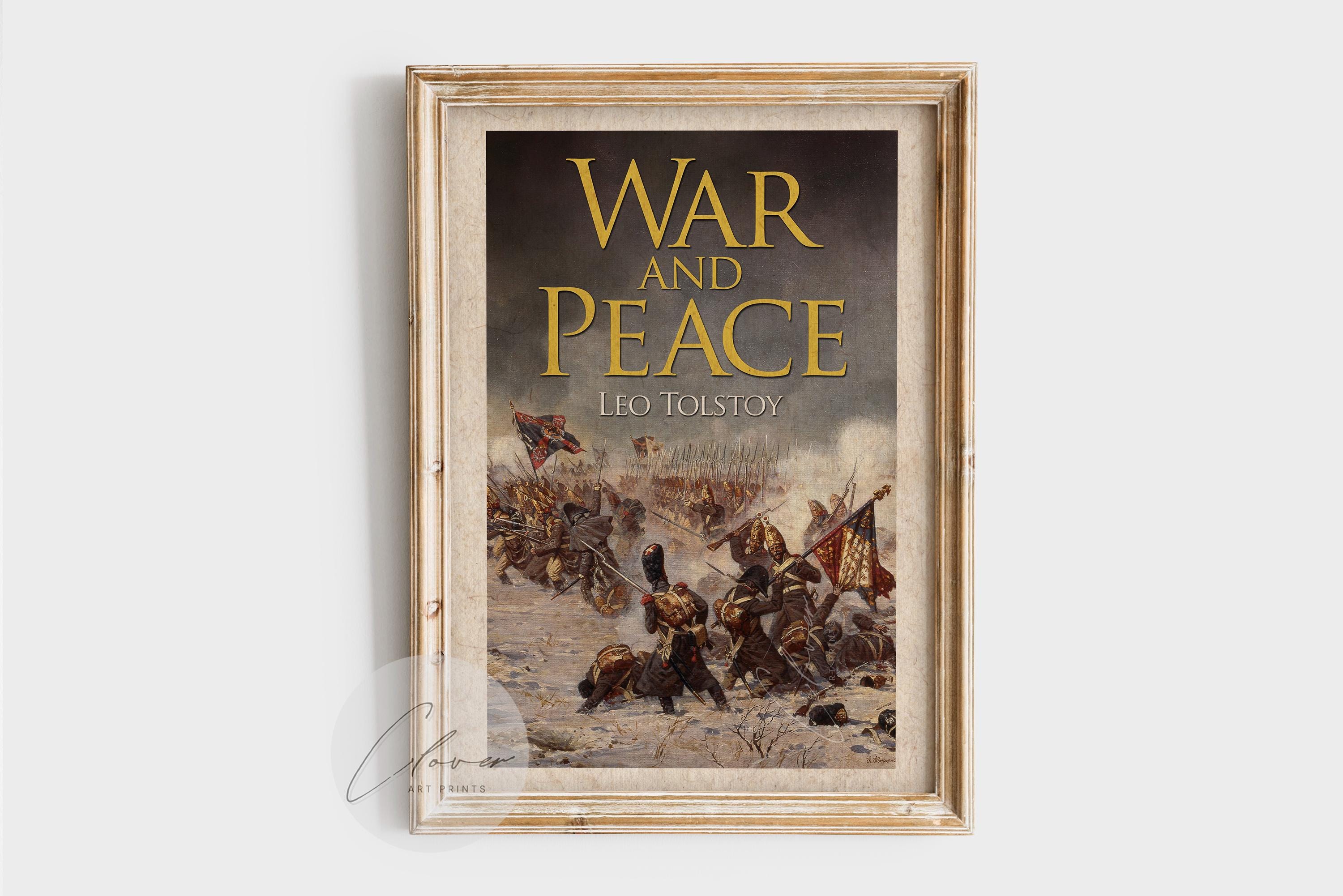 War and Peace Book Cover Print, Leo Tolstoy Vintage Literature Art