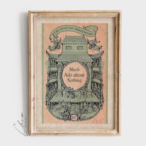Much Ado About Nothing Vintage Book Art Print by William Shakespeare | Literature Posters | English Classroom Wall Print | Classic Book Gift