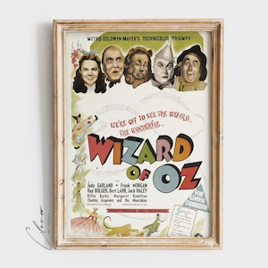 Lámina artística vintage de El mago de Oz para decoración de pared de estudio, colección de carteles de películas antiguas, galería de impresiones musicales, decoración de salas de producción